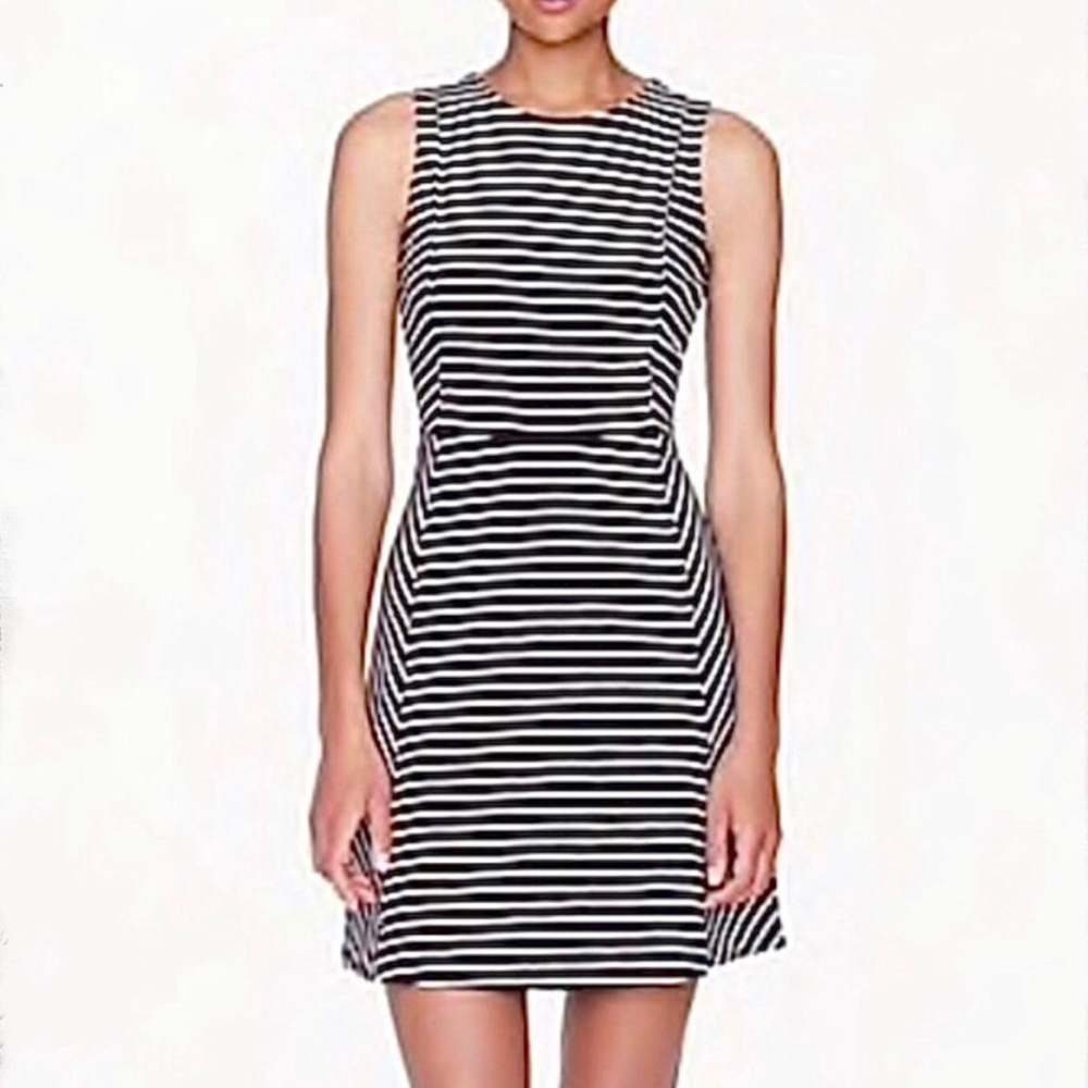 J. Crew Women’s Black and White Sleeveless Stripped Shift Dress Size 4